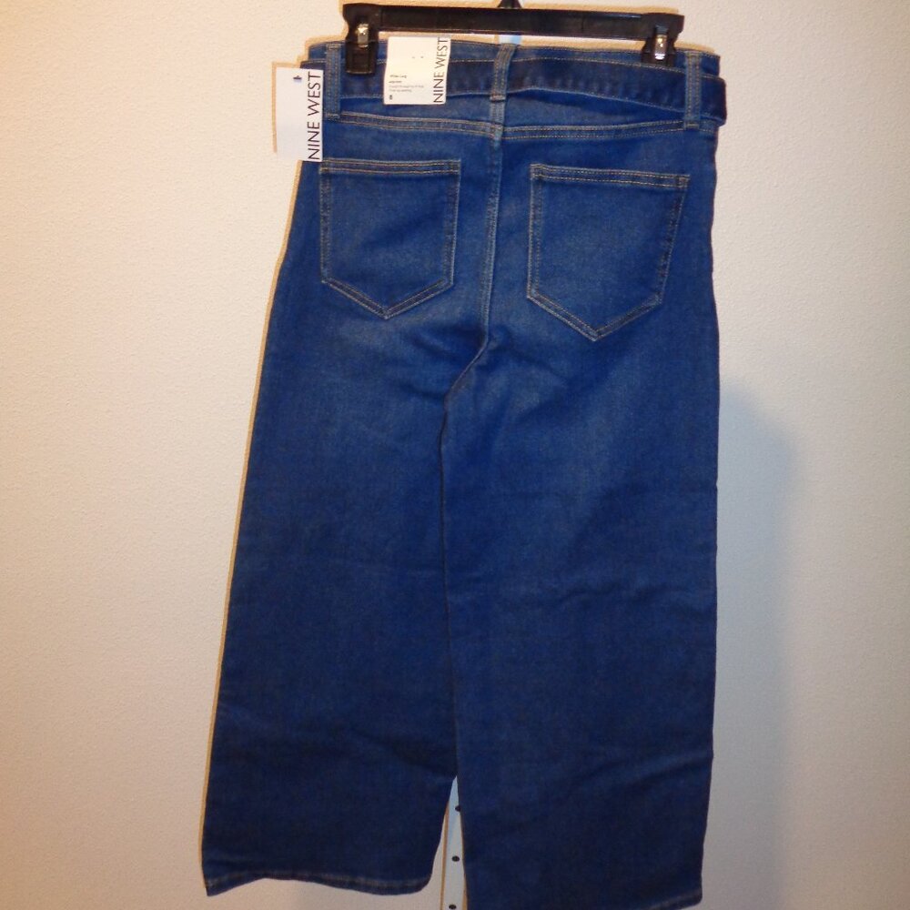 Nine West Wide Leg High Rise Jeans size 8 NWT Style WW93D049RS1